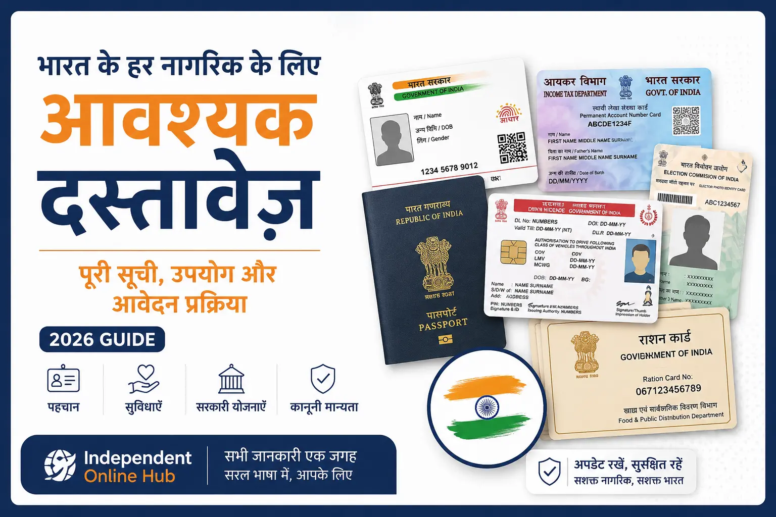 भारत के हर नागरिक के लिए आवश्यक दस्तावेज़: पूरी सूची, उपयोग और आवेदन प्रक्रिया (2026 Guide)